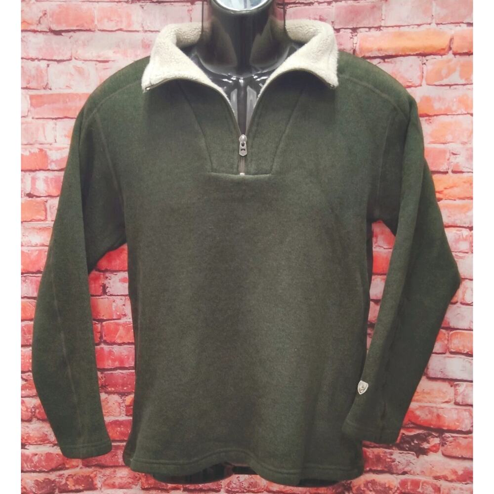Kuhl Revel Sweater Men's Medium Green Fleece Lined Hiking Outdoor Quarter Zip